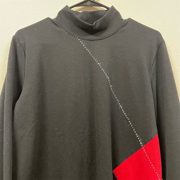Villager by Liz Claiborne Argyle Mock Neck Sweater Black Size PL Vintage - Picture 3 of 8